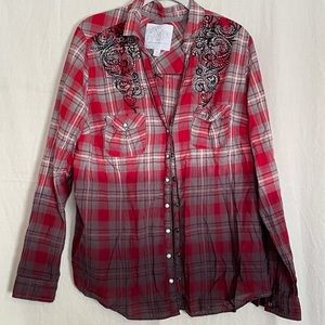 Maurices Ombre Shirt with Rhinestone Embellishment